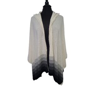 Three Dots 100% Cashmere Hooded Poncho Shawl Size Small